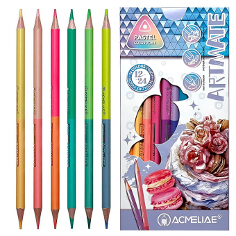 Купить Карандаши цветные треугольные 12/24цв. «ACMELIAE» Pastel оптом